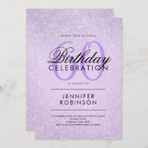 Invitation Any Age Birthday Lavender Purple Glitter Paint