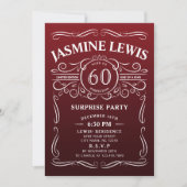 Invitation Any Age burgundy whiskey surprise 60e anniversaire (Devant)