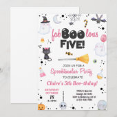 Invitation ANY AGE fa-boo-lous Halloween girl boo-thday. (Devant / Derrière)