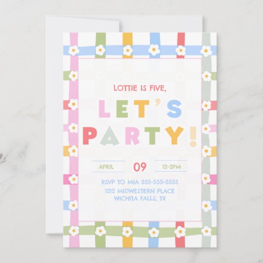 Invitation Any age Girly Daisy birthday (Devant)