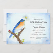 Invitation Any Age Happy April Birthday with Bluebird (Devant)