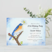 Invitation Any Age Happy April Birthday with Bluebird (Debout devant)