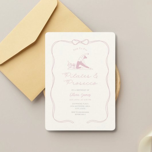 Invitation Any age pilates and prosecco birthday