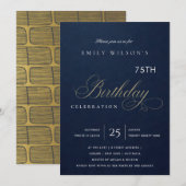 INVITATION ANY AGE SIMPLE NAVY GOLD TYPOGRAPHY BIRTHDAY (Devant / Derrière)