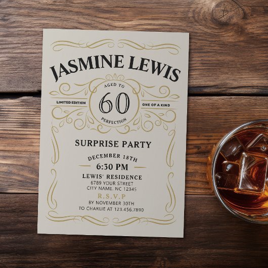 Invitation Any Age Whiskey thème surprise 60e anniversaire