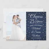 Invitation ANY Anniversaire 2 Photo Toast Navy & White Party (Devant)