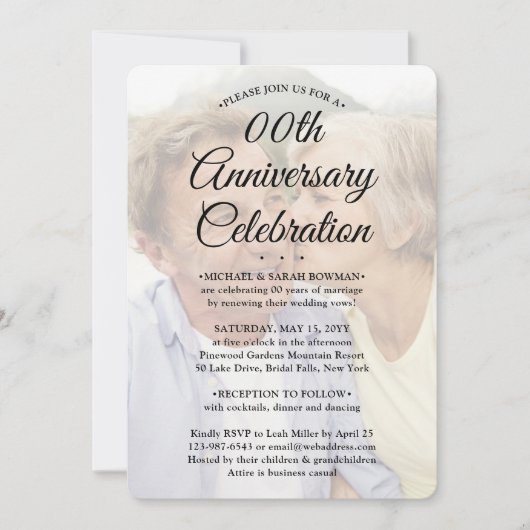 Invitation ANY Anniversary 2 Photo Elegant Script Overlay (Devant)