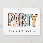 Invitation * Any PARTY DIY Invite Doodle Event Birthday (Devant / Derrière)