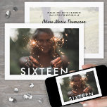 Invitation Any Text 2 Photo Moderne Minimaliste 16e anniversa<br><div class="desc">Famille Invitation et amis à une élégante fête Sweet 16th pour elle ou lui avec cette invitation minimaliste moderne 2 photo anniversaire fête. Tout le texte est simple à customiser. (CONSEIL EN MATIÈRE DE PLACEMENT D'IMAGE : Une façon simple de centrer une photo exactement comment vous voulez est de la...</div>