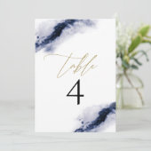Invitation ANYA| Navy Blue Watercolor Gold Table (Debout devant)