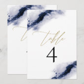 Invitation ANYA| Navy Blue Watercolor Gold Table (Devant / Derrière)