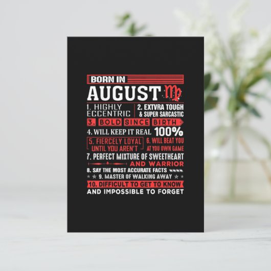 Invitation Août Cadeaux D'Anniversaire - Né En Août Virgo (Debout devant)
