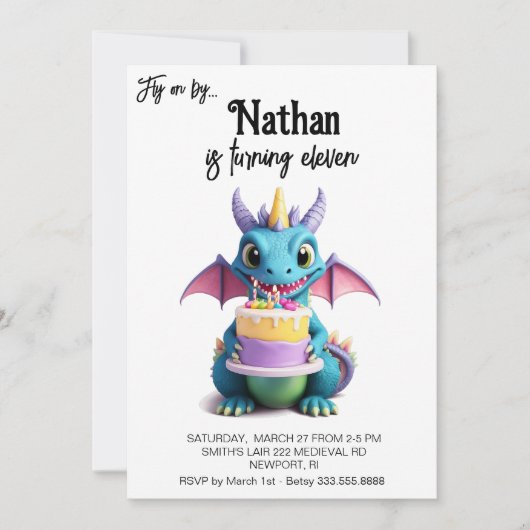 Invitation *~* AP88 Baby Dragon Photo Cake Anniversaire (Devant)
