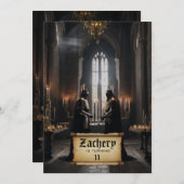 Invitation *~* AP88 Château Moyen Thème 2 CHEVALIERS Annivers (Devant / Derrière)