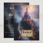 Invitation *~* AP88 Châteaux Eau Imaginaire médiéval Annivers (Devant / Derrière)