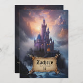 Invitation *~* AP88 Châteaux Imaginaire médiéval soleil Anniv (Devant / Derrière)