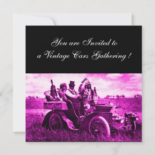 INVITATION APACHES ET GERONIMO CONDUIRE UNE VOITURE À MOTEUR, (Devant)