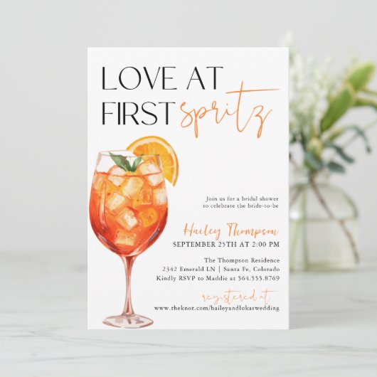 Invitation Aperol Spritz, Amour À La Première Fête des mariée (Debout devant)