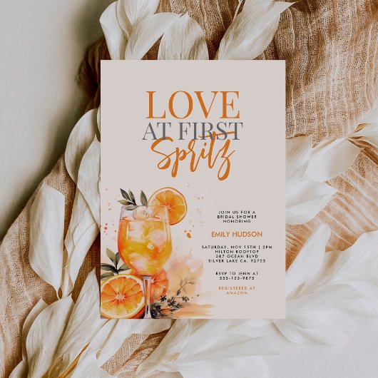 Invitation Aperol Spritz Aquarelle nuptiale de douche Invitat