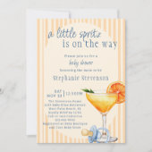 Invitation Aperol Spritz Blue Orange Citrus Boy Baby shower (Devant)