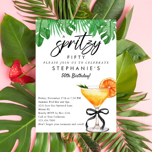 Invitation Aperol Spritz Cocktail Tropical Chic 50e Anniversa