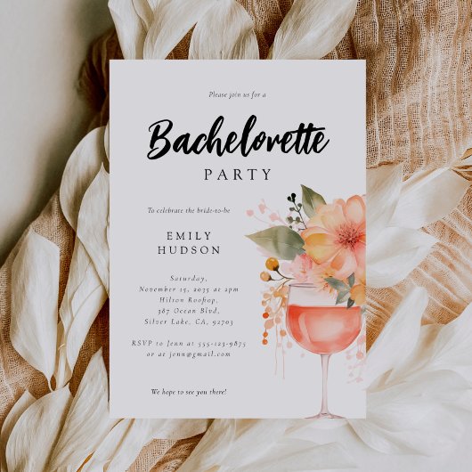 Invitation Aperol Spritz Floral Bachelorette