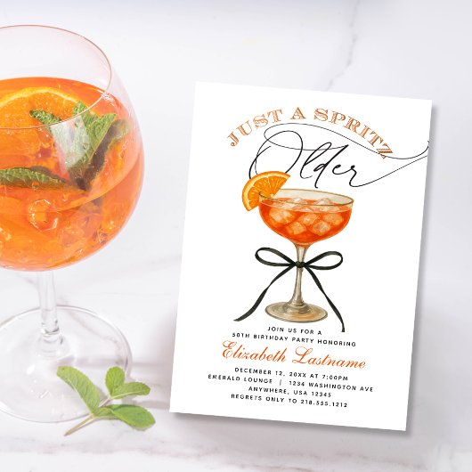 Invitation Aperol Spritz Just a Spritz Older Anniversaire de