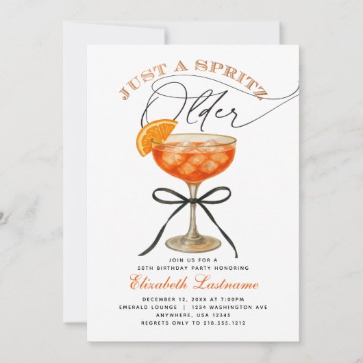 Invitation Aperol Spritz Un Spritz Anniversaire (Devant)