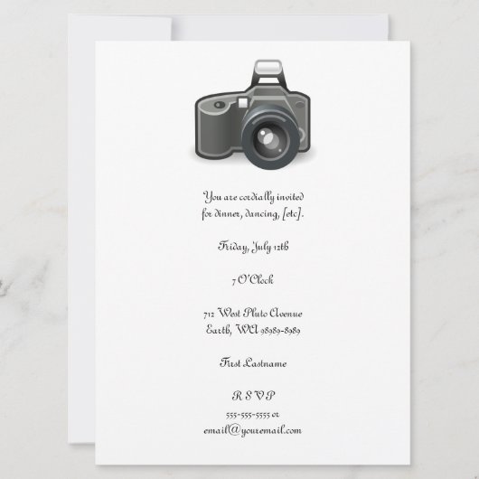 Invitation Appareil photo reflex (Devant)