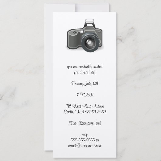 Invitation Appareil photo reflex (Devant)