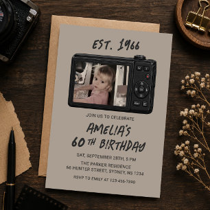 Invitation Appareil Photo Rétro Vintage 60e Anniversaire Phot
