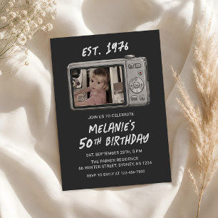 Invitation Appareil Photo Vintage Rétro 50e Anniversaire Phot
