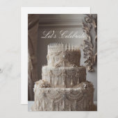 INVITATION APPARENCE ANTIQUE ORNÉE ANNIVERSAIRE (Devant / Derrière)