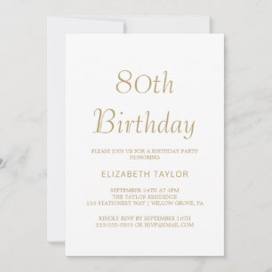 Invitation Appel à la calligraphie dorée raffinée pour 80 ans