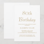 Invitation Appel à la calligraphie dorée raffinée pour 80 ans (Devant / Derrière)