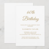 Invitation Appel à la calligraphie dorée raffinée pour les 60 (Devant / Derrière)