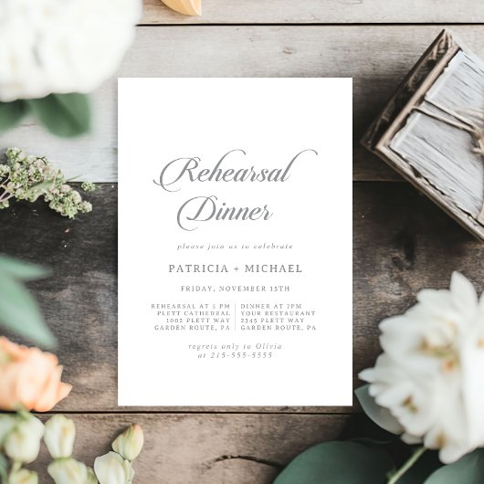 Invitation Appel à la répétition de mariage chic classique