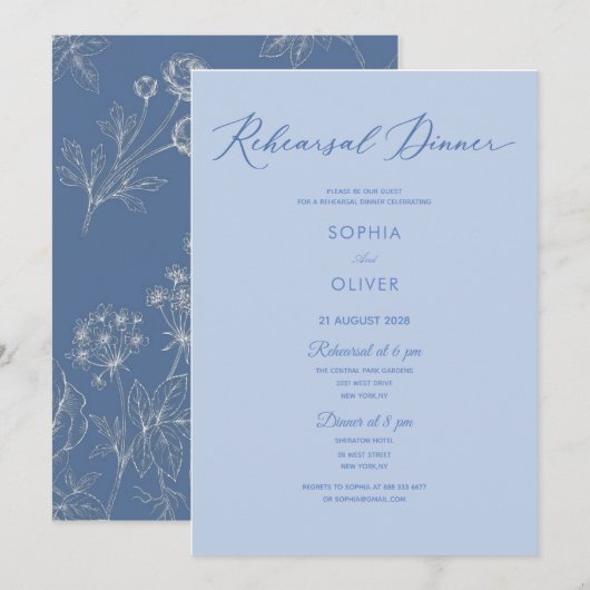 Invitation appel à répétition classique calligraphie florale (Devant / Derrière)