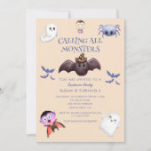 Invitation Appel à tous le monstre Halloween fête d'anniversa (Devant)