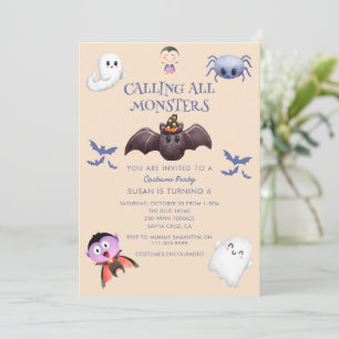 Invitation Appel à tous le monstre Halloween fête d'anniversa