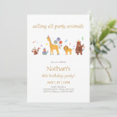 Invitation Appel à tous les animaux de fête Anniversaire (Debout devant)