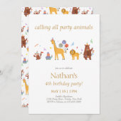 Invitation Appel à tous les animaux de fête Anniversaire (Devant / Derrière)