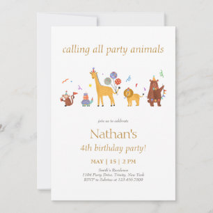 Invitation Appel à tous les animaux de fête Anniversaire