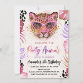 Invitation Appel à tous les animaux de fête - Anniversaire lé (Devant)