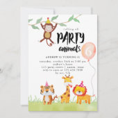 Invitation Appel à tous les animaux de fête Aquarelle Anniver (Devant)