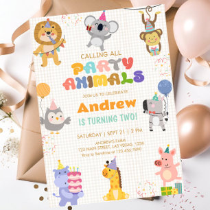 Invitation Appel à tous les animaux de fête d'anniversaire