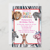 Invitation Appel à tous les animaux de fête Fête d'anniversai (Devant)