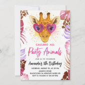 Invitation Appel à tous les animaux de fête - Giraffe Anniver (Devant)