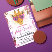 Invitation Appel à tous les animaux de fête - Giraffe Anniver