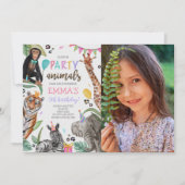 Invitation Appel à tous les animaux de fête Photo d'anniversa (Devant)